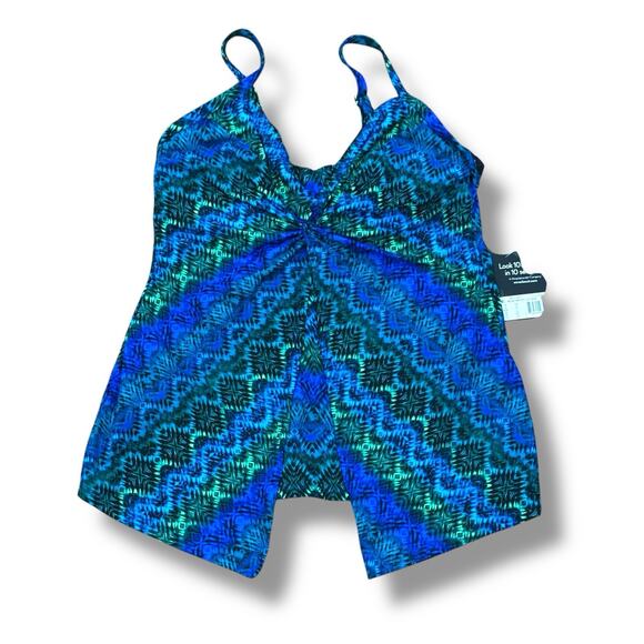 NWT Miraclesuit Size 8 Ocean Ombre Love Knot Tankini Swim Top - Picture 2 of 6